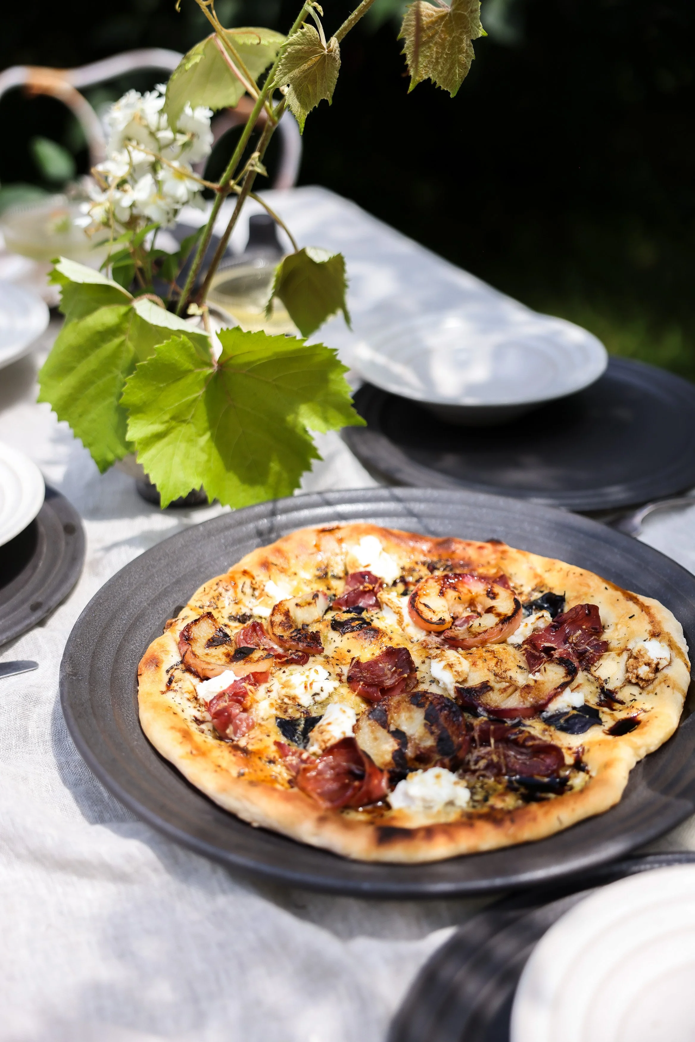 Grilled Peach Pizza on Sourdough Crust