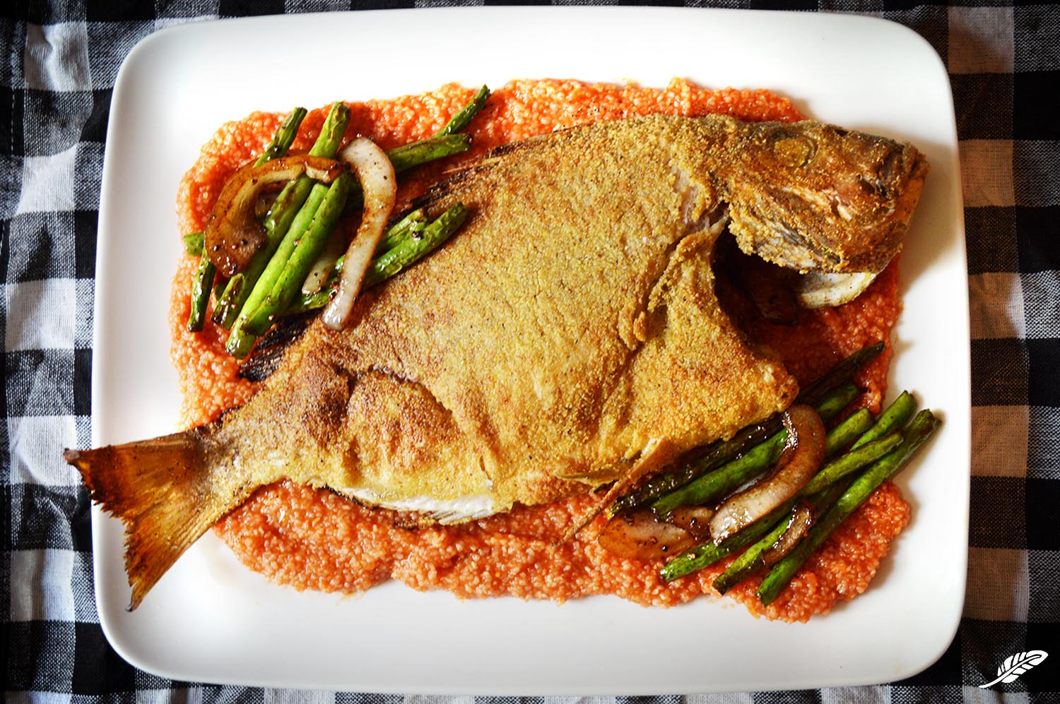 Fried Porgy over "Red" Grits
