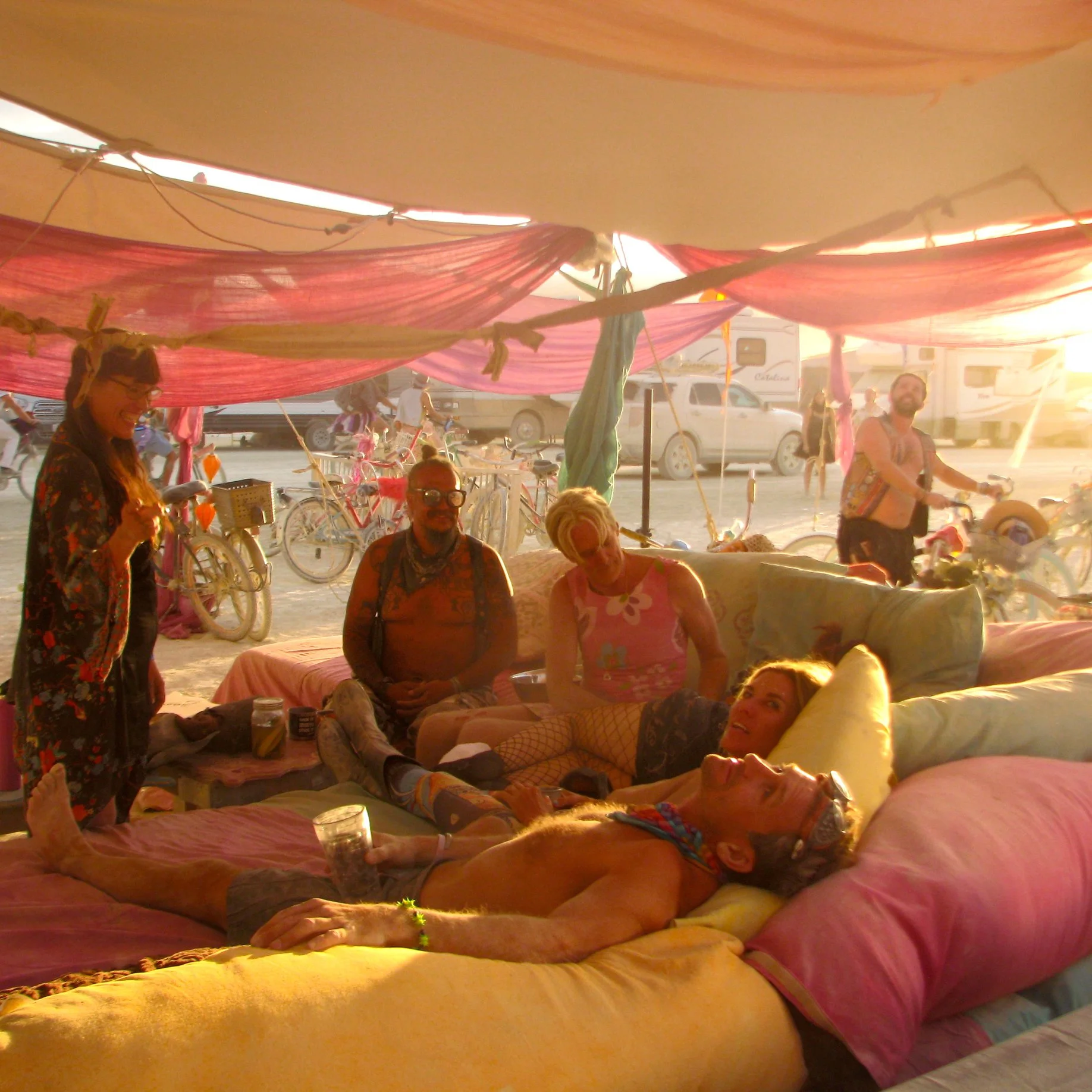 Lounging in the communal area