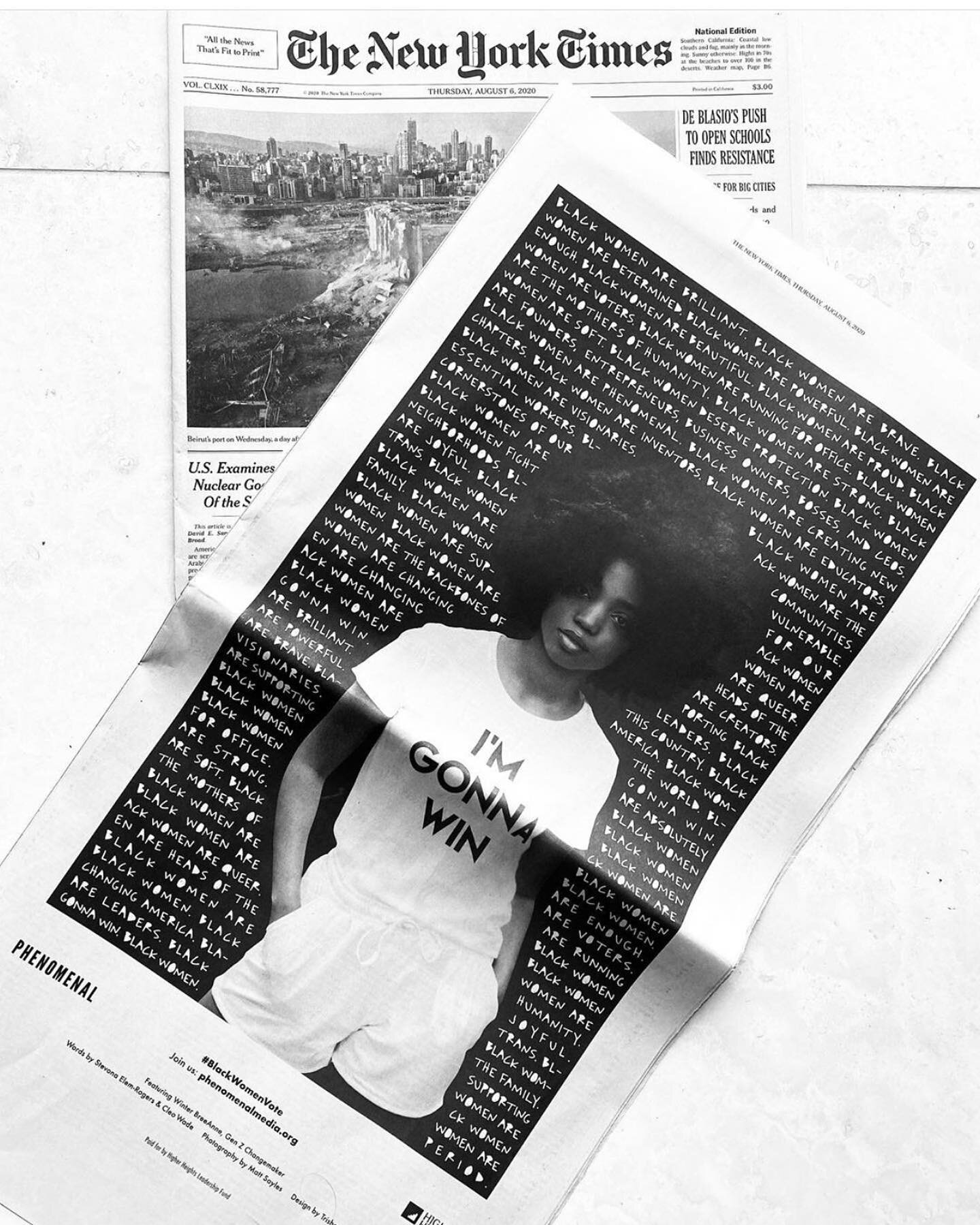 Black women are in the @nytimes! This is for all the Black women holding us tf down all over the world. We see you good sis! Took a full page to write about all the things we are but could easily fill up the entire paper w/ our splendor. I love you, 