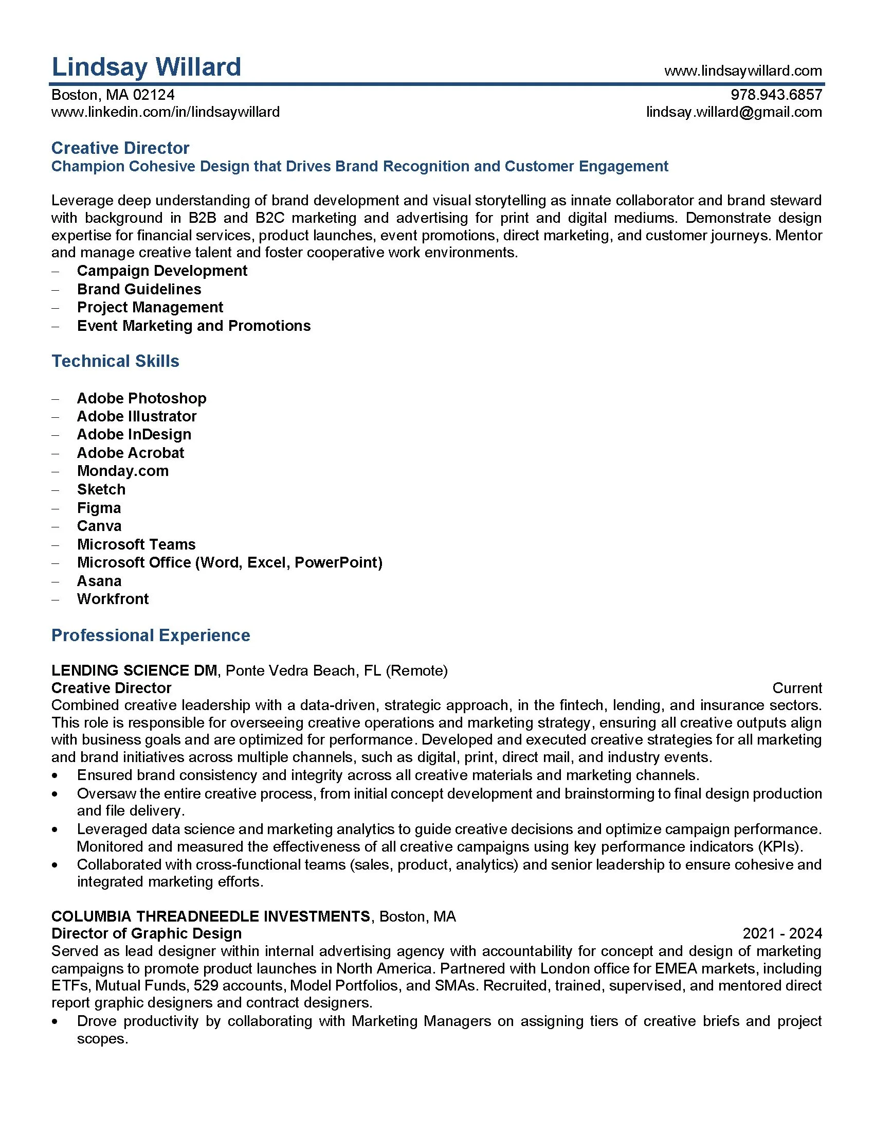 Lindsay Willard Resume