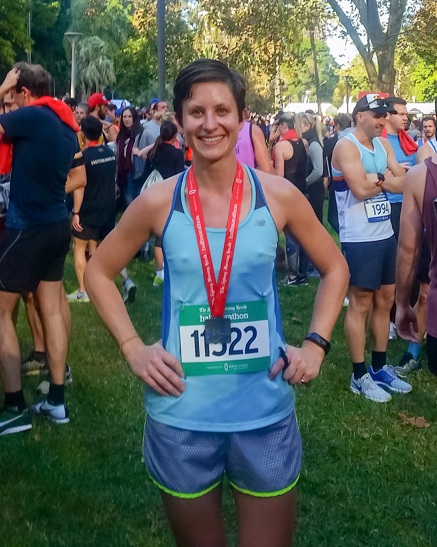 All smiles after running a new PB for the Sydney Morning Herald Half Marathon, May 2017.