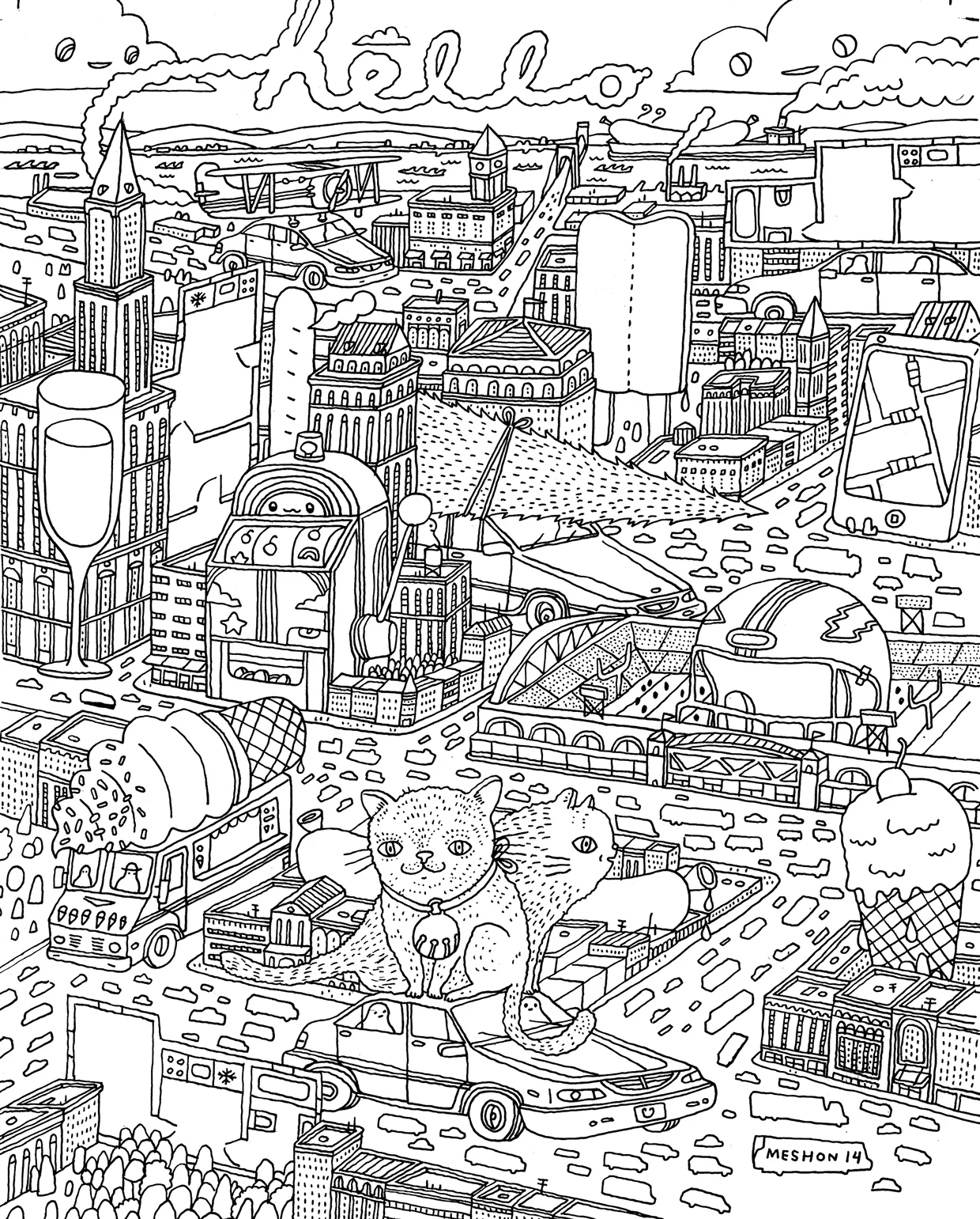 UBER illustration pen and ink
