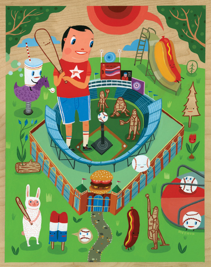 YOUNG BASEBALL MANAGERS illustration for Texas Monthly