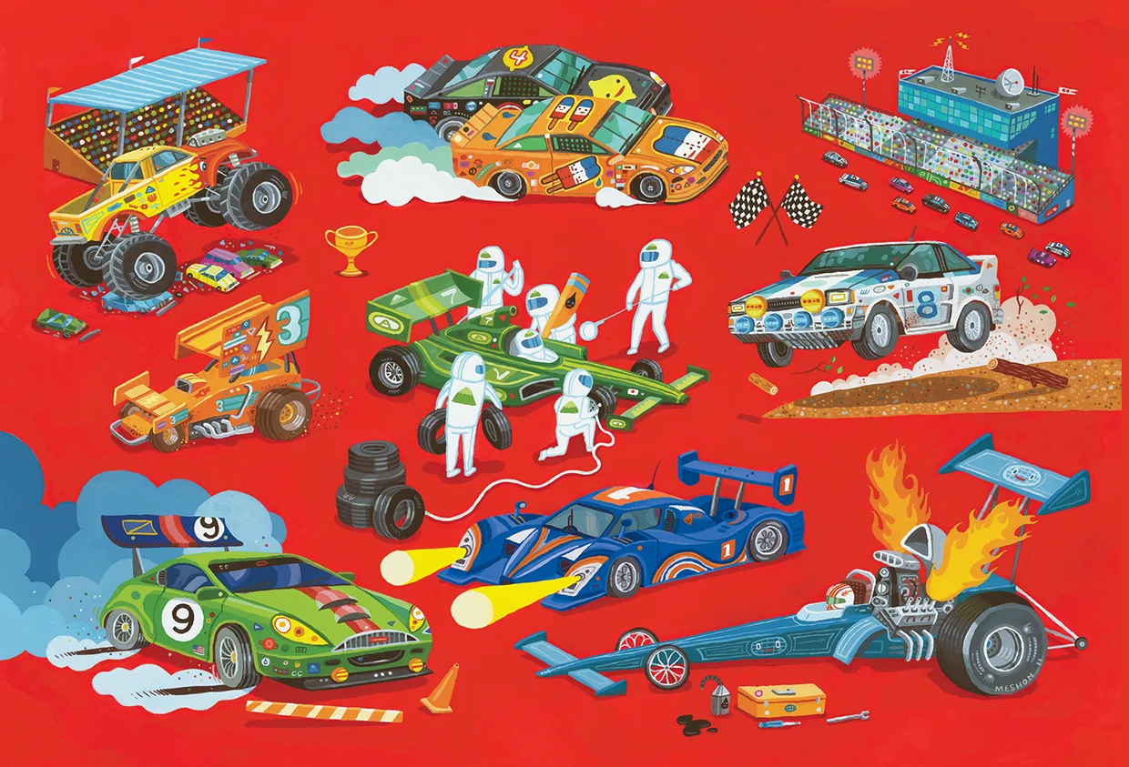 LET'S RACE! painted collage