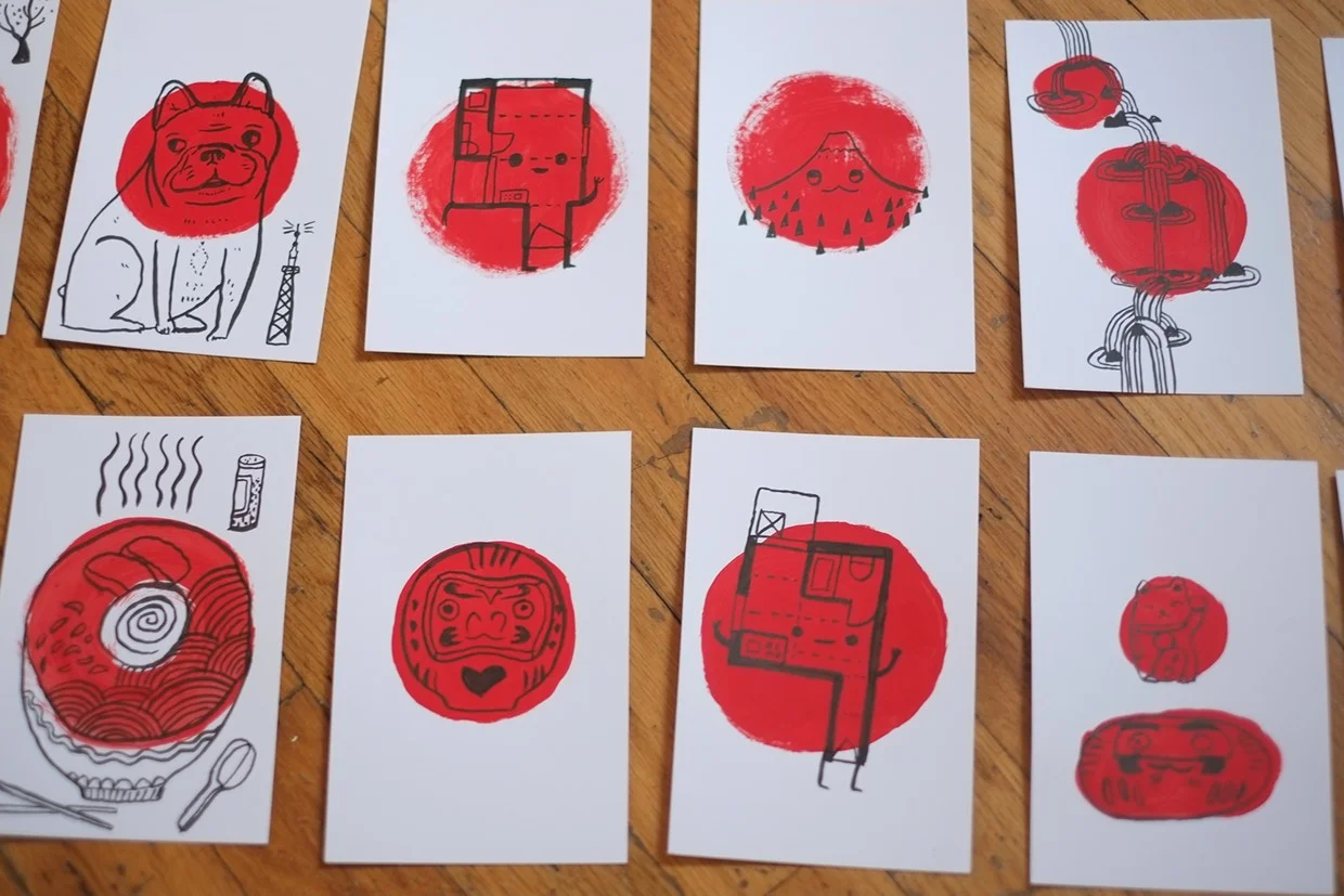  Some of the 175 original paintings I made for the Gutai Card box vending machine at the " Gutai Spledid Playground" exhibit at the Guggenheim.&nbsp; 