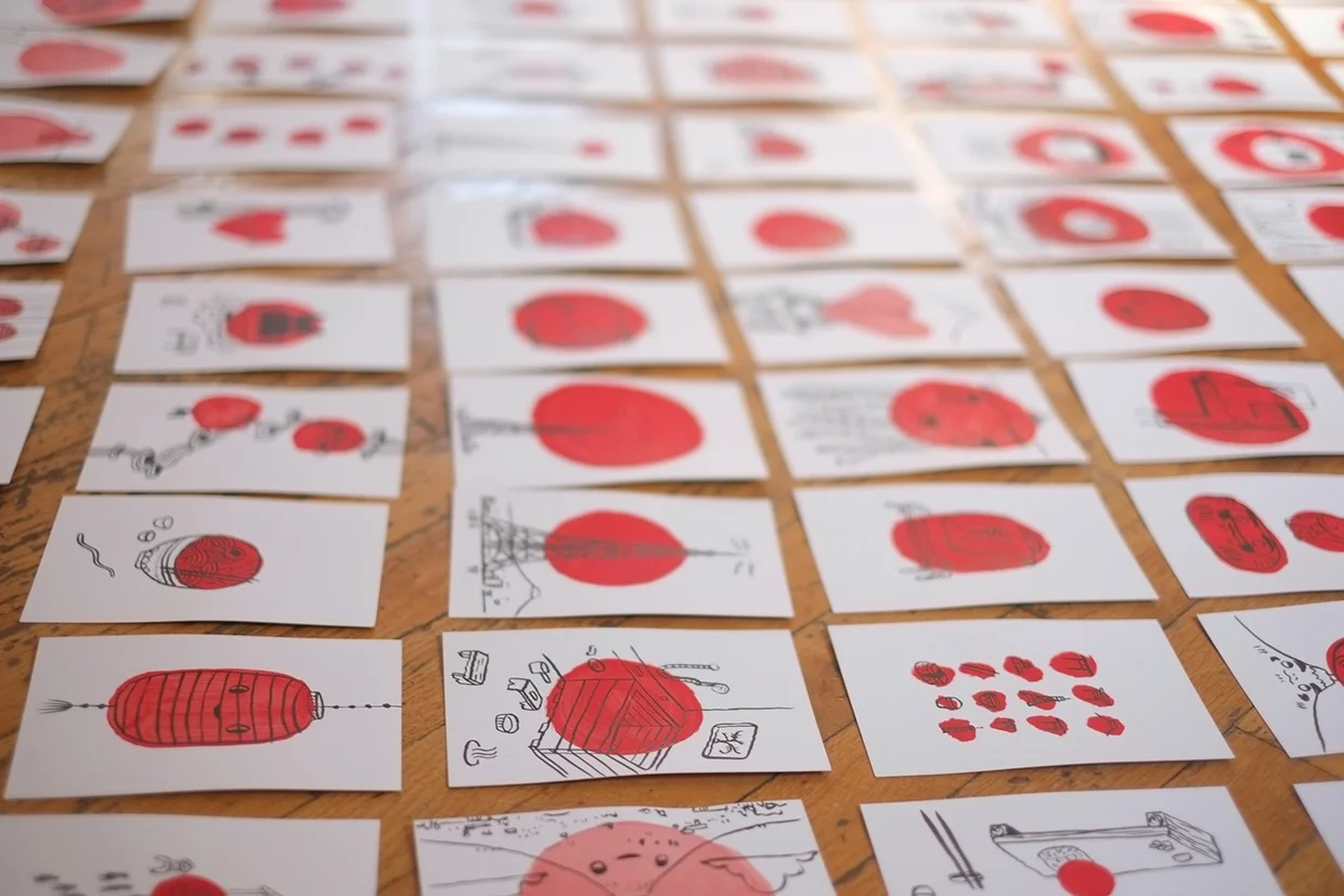  Some of the 175 original paintings I made for the Gutai Card box vending machine at the " Gutai Splendid Playground" exhibit at the Guggenheim.&nbsp; 