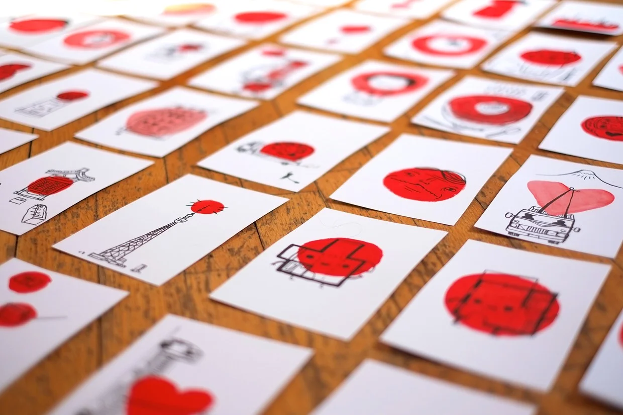  Some of the 175 original paintings I made for the Gutai Card box vending machine at the " Gutai Splendid Playground" exhibit at the Guggenheim.&nbsp; 