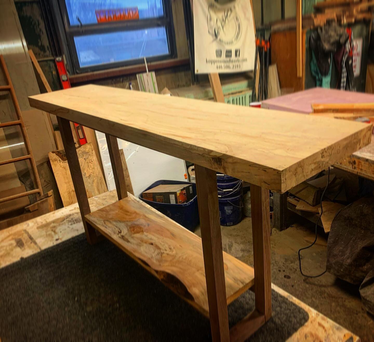 Nice ambrosia maple and walnut sofa/entry table going together! Message for your custom piece! #custommade #custom #customfurniture #furniture #furnituredesign #design #interiordesign #maker #makersmovement #handmade #artist #instagram