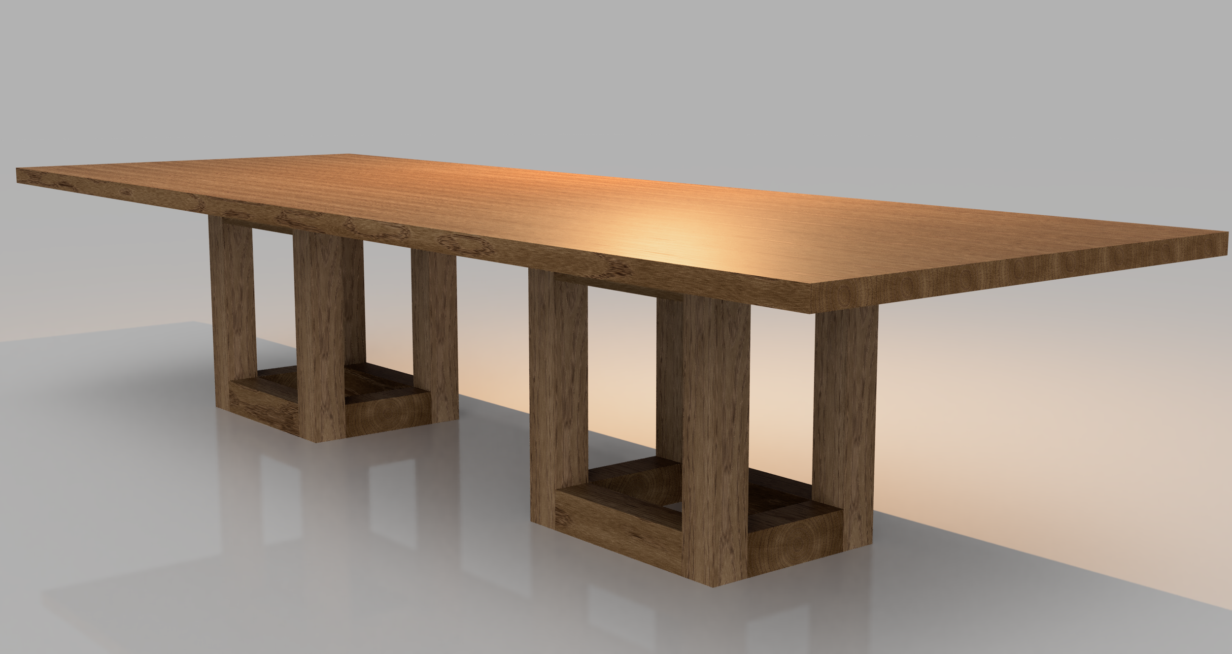 144”x50” custom oak dining table & base