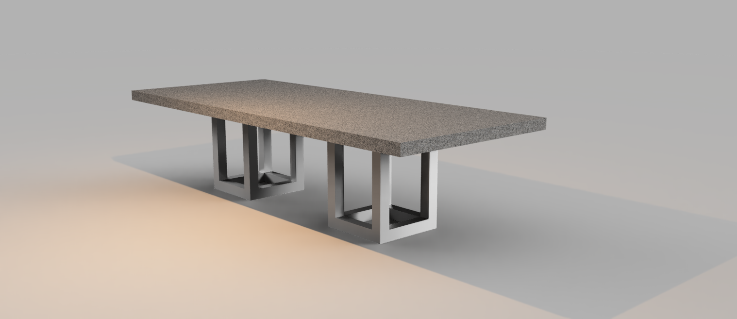 2 pedestal version: custom stainless steel table base for granite top
