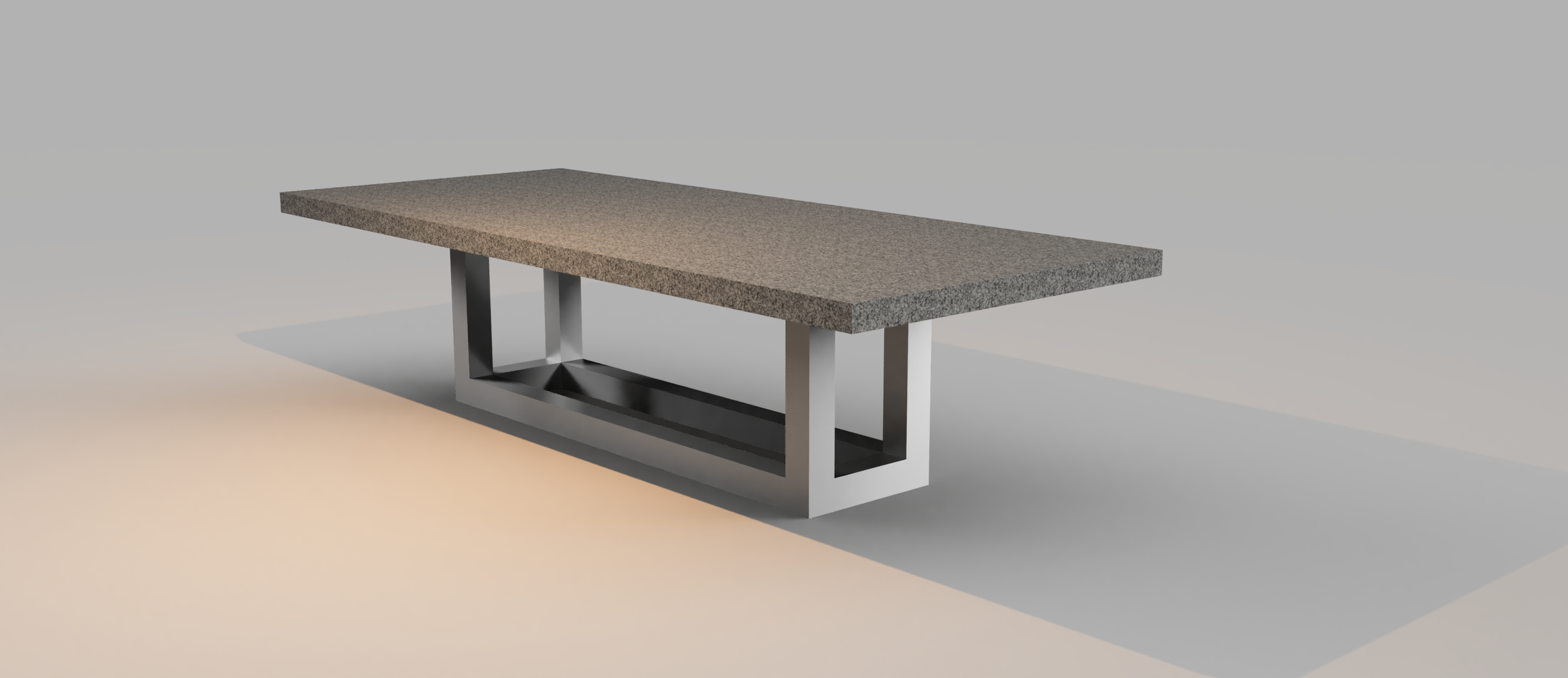 single piece version: custom stainless steel table base for granite top