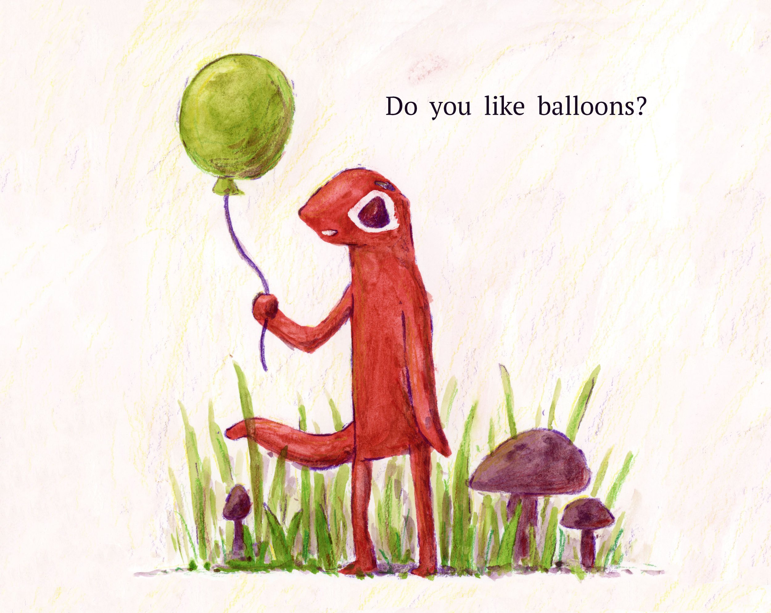 A page from a personal project called "A Day with Balloons".