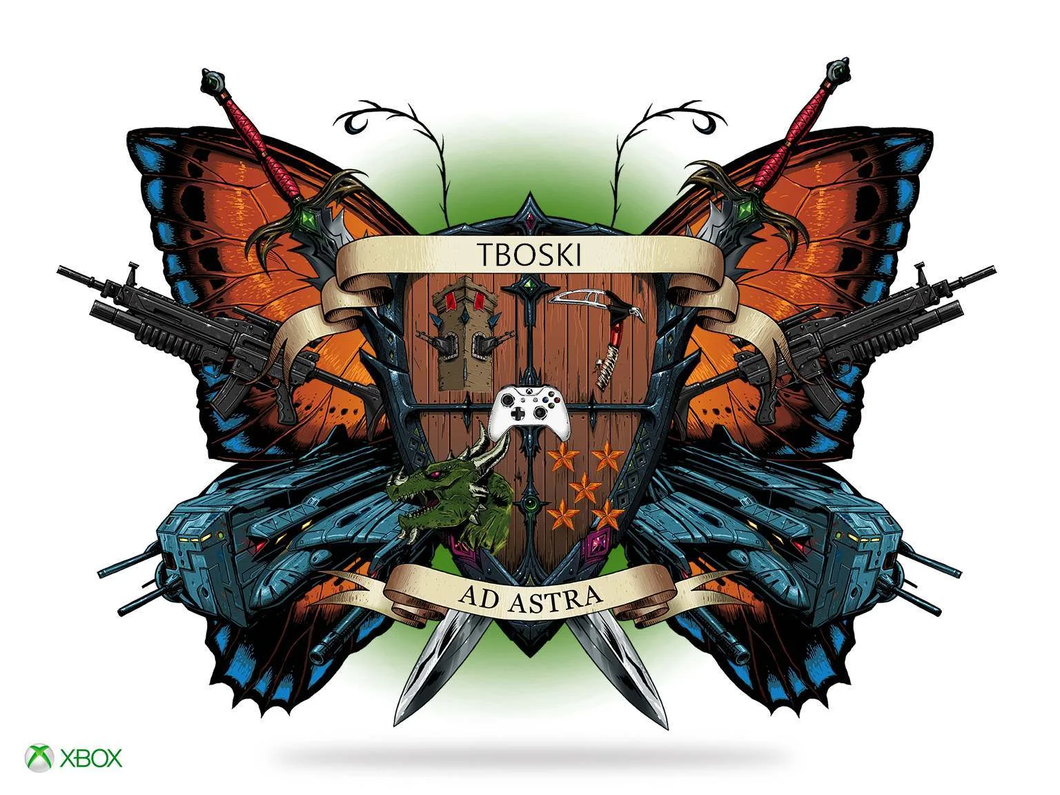  With the only text being the recipient's gamer tag and a Latin phrase,&nbsp;the art was automatically localized for all 13 markets 