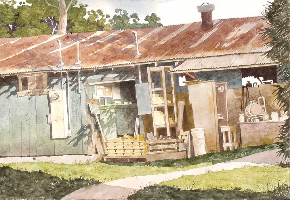 Behind the Barns-watercolor $3,200