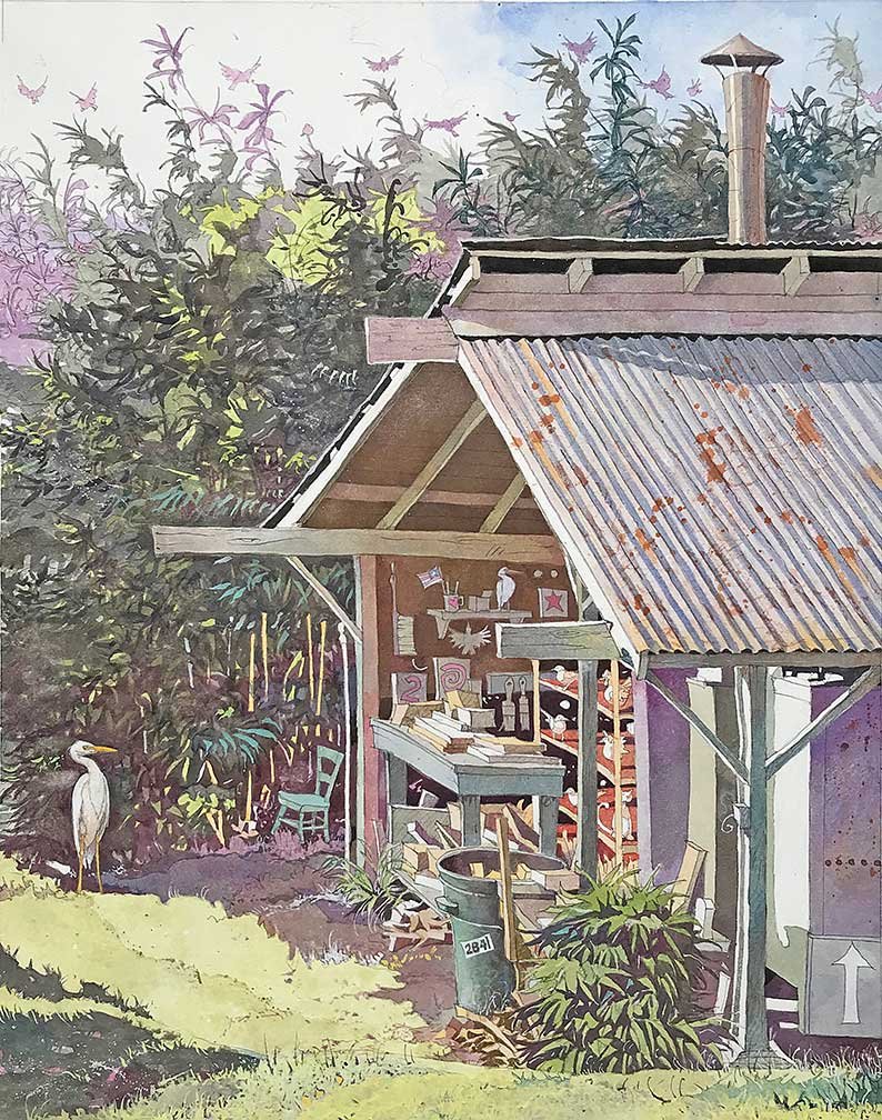Birds on a Shelf-watercolor $2,000