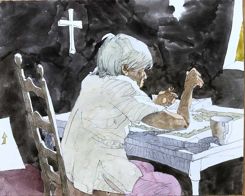 Bette at Work-watercolor	NFS