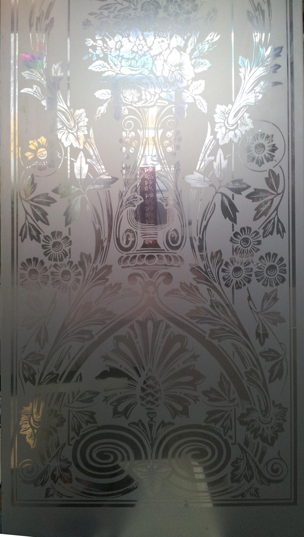 Elaborate Victorian sandblasted  door panel 