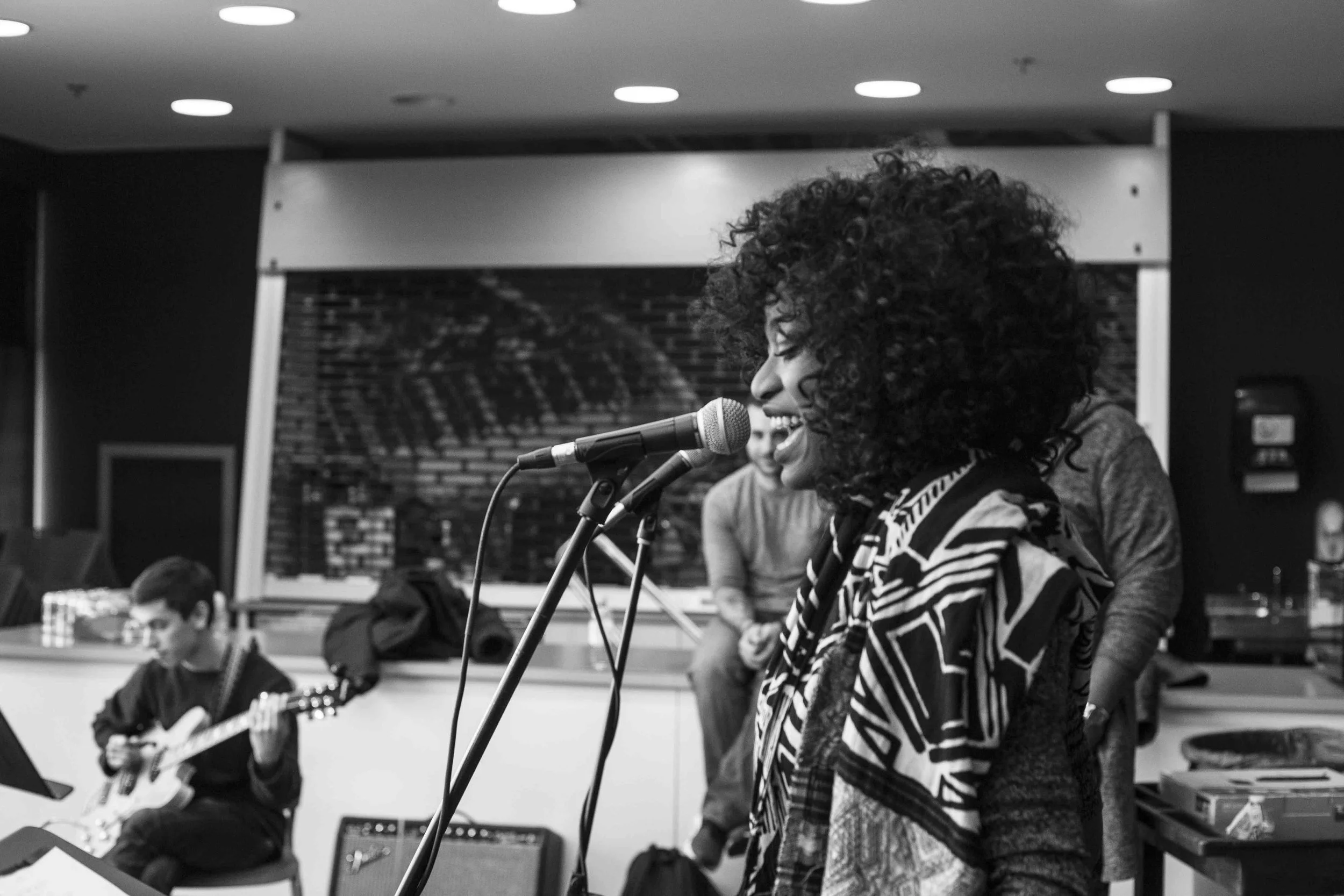 Vocalist Shenel Johns from NYC in Modern Warrior rehearsal