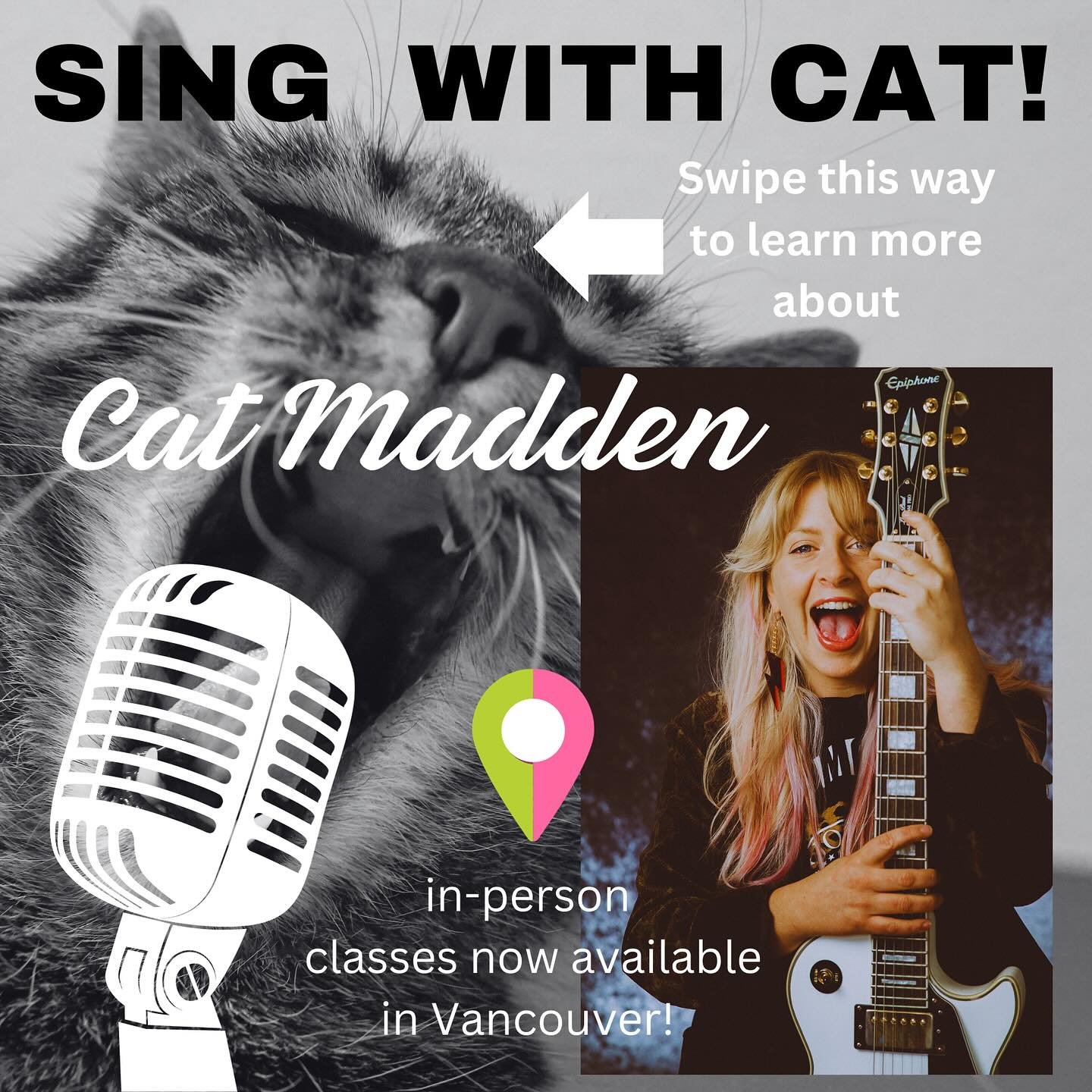 HUGE NEWS! The incredible Cat Madden will be available for IN-PERSON voice lessons from our central Vancouver location on Mondays!  Now registering for January 2024, with trial lessons available on Mondays throughout December.  Get in touch ASAP to s