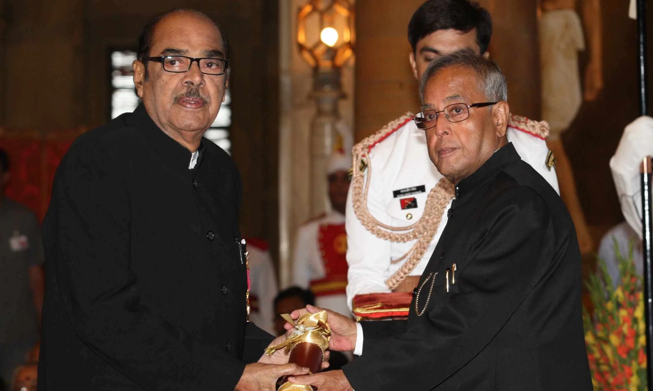 Dr. D. Ramanaidu receives the Padmabhushan award from the President Shri. Pranab Mukherjee