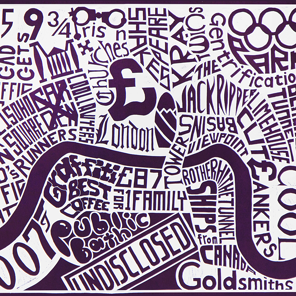 Jun Kim Originally from South Korea, Jun Kim left his hometown and settled in Sydney, Australia at an early age. After having started up a profitable business, he decided to pursue his higher education at Goldsmiths University of London, graduating with a BA in Media and Communications with applied Illustration in 2013, he is now completing an MA in Brands, Communications and Culture at the same establishments. An expert in linocut printmaking, Kim is strongly influenced by his research in Cultural sociology, being deeply inspired by the likes of Roland Barthes. Through his prints, Kim challenges pre-given stereotypes through the questioning of semiotic terms, but instead of simply breaking them, he interestingly bids to “re-stereotype” them, reconfiguring the text’s layers of meaning. Having obtained a First Class degree in his final illustration project, Kim has previously exhibited at the Goldsmiths Media and Communications 2013 Degree Show, and is now the co-founder of Arnis Purple.