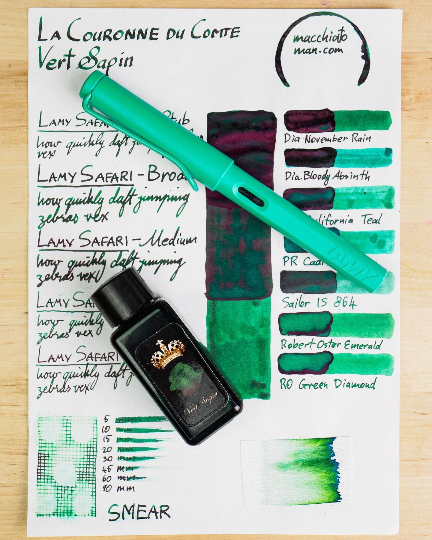 New Ink Review: La Couronne du Comte Vert Sapin (link in bio)
⠀
The final of LCdC&rsquo;s initial set of four exclusive inks from Diamine. A lovely rich sheeny green-teal.
✑
⠀
⠀
⠀
⠀
#fountainpen #fpgeeks #fountainpenaddict #fpn #fountainpengeeks  #fo