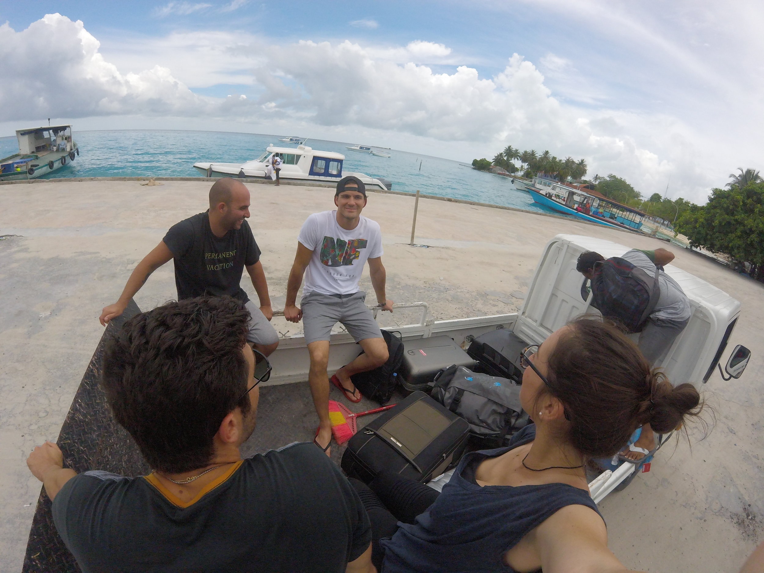 Getting a lift with a truck to the camp (there's a few roads but you can easily walk the entire island)