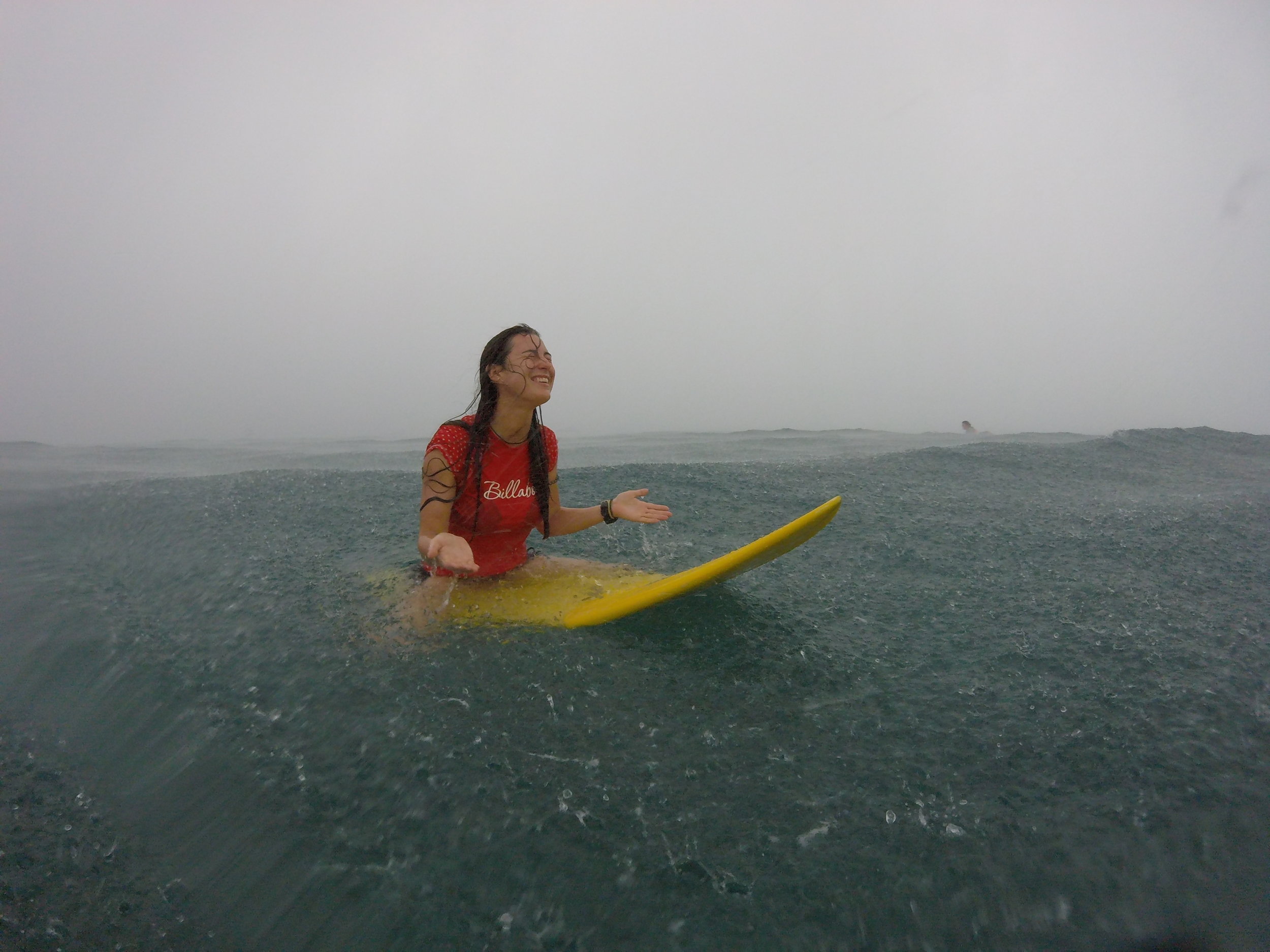 Getting caught in the rain in the line up