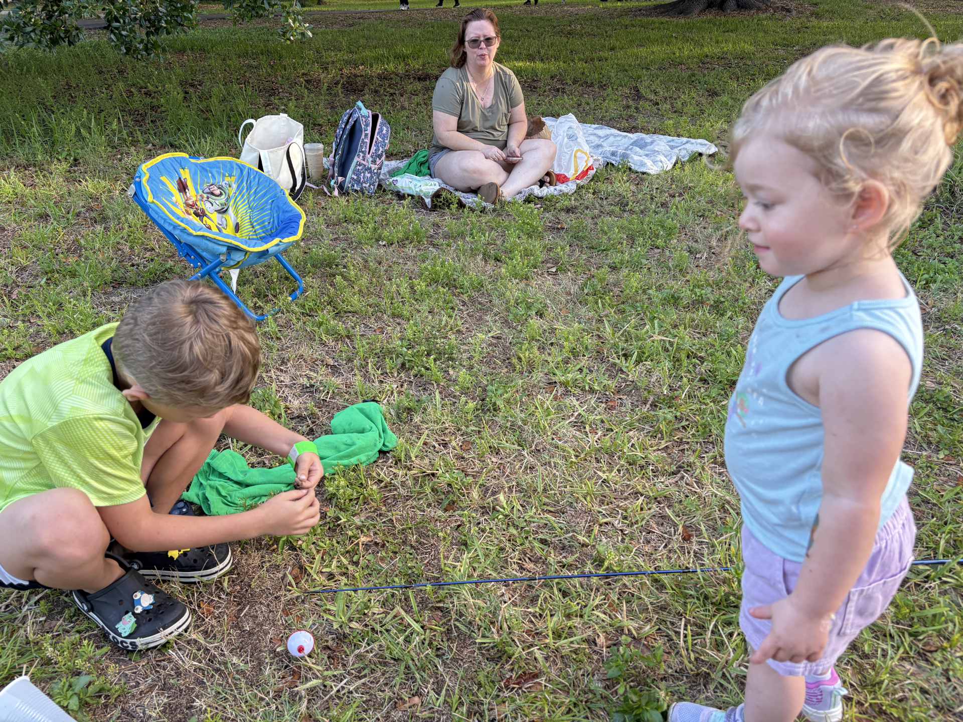 Sister watches intensely 