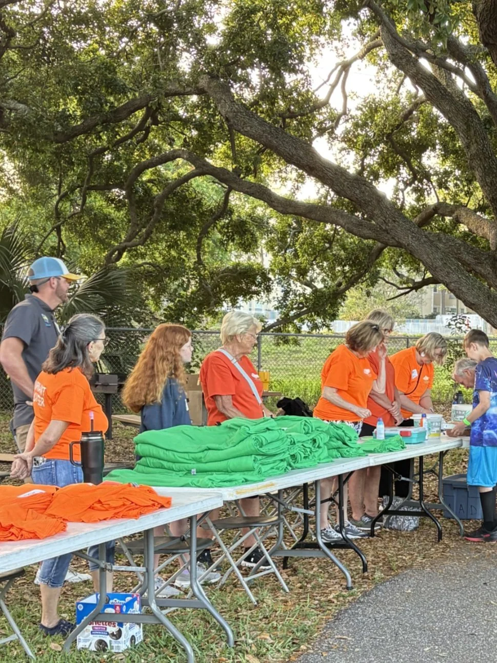 Volunteers all set up