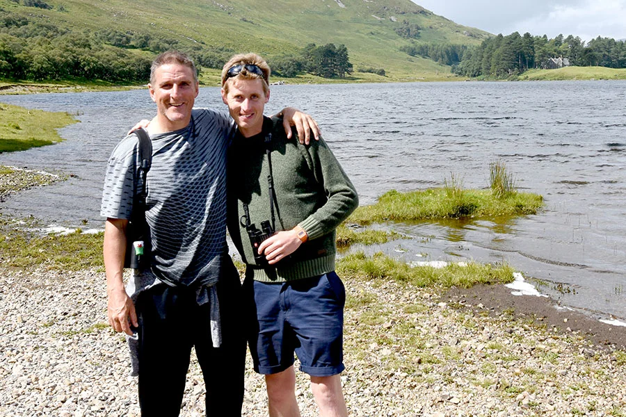 Iolo Williams with Ewan Miles