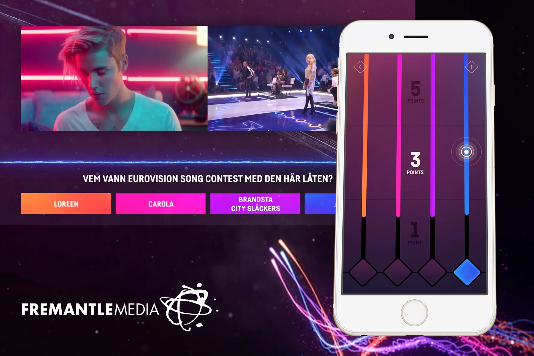 The Monterosa play-along game supports live and on-demand play, and can be embedded in broadcaster's existing apps