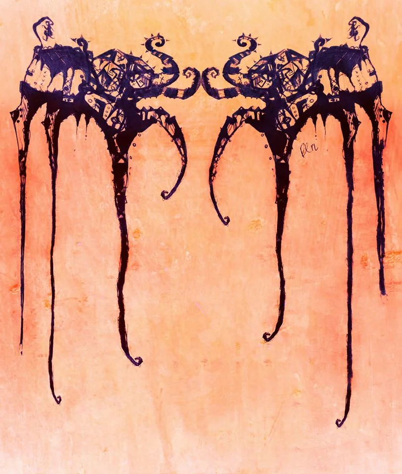 Elefantes  Ink  Dali Inspired.jpg