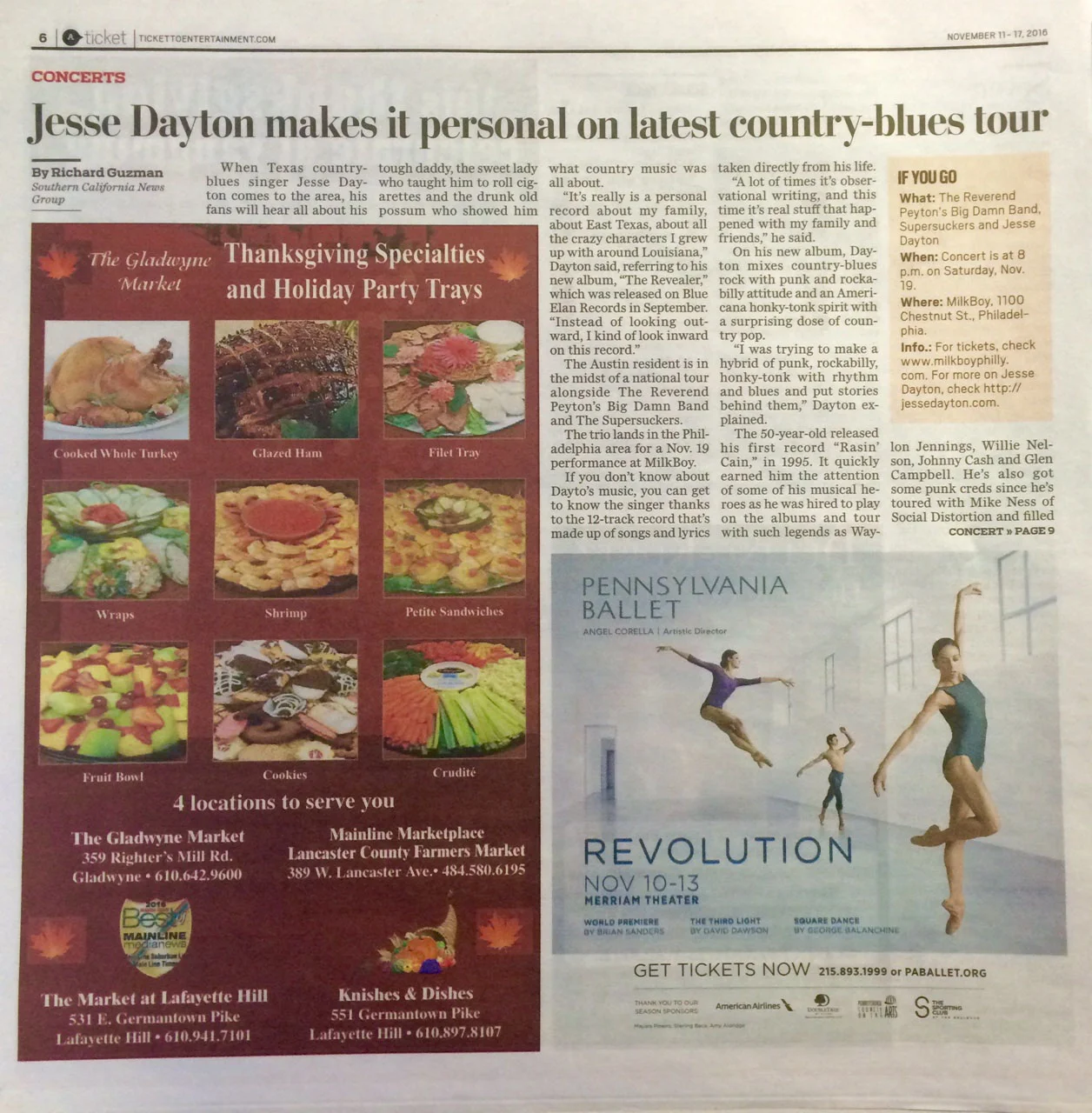 Print Ad in Main Line Media News