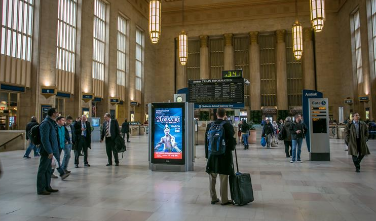 Digitally displayed ad in 30th Street Station, Philadelphia