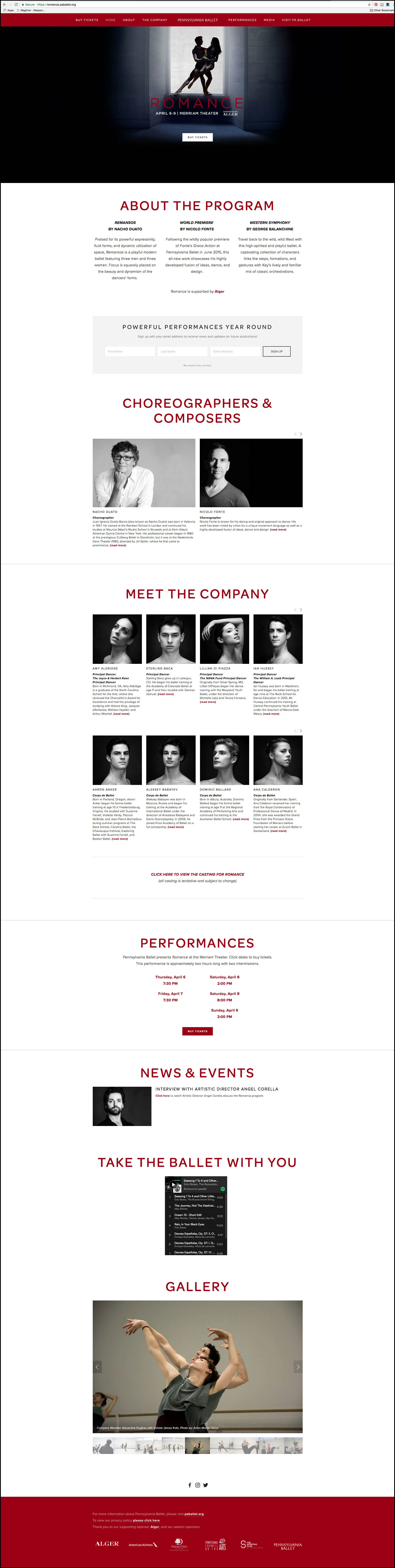 Romance microsite on Squarespace