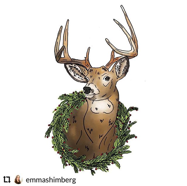 A deer named Moose | illustration #happyholidays #merrychristmas #deer #buck #adeernamedmoose #illustration #illustrator #drawing #design #graphicdesign #art #create #wildlife #taxidermy #wreath #card #penandink #watercolor #hunting #moose