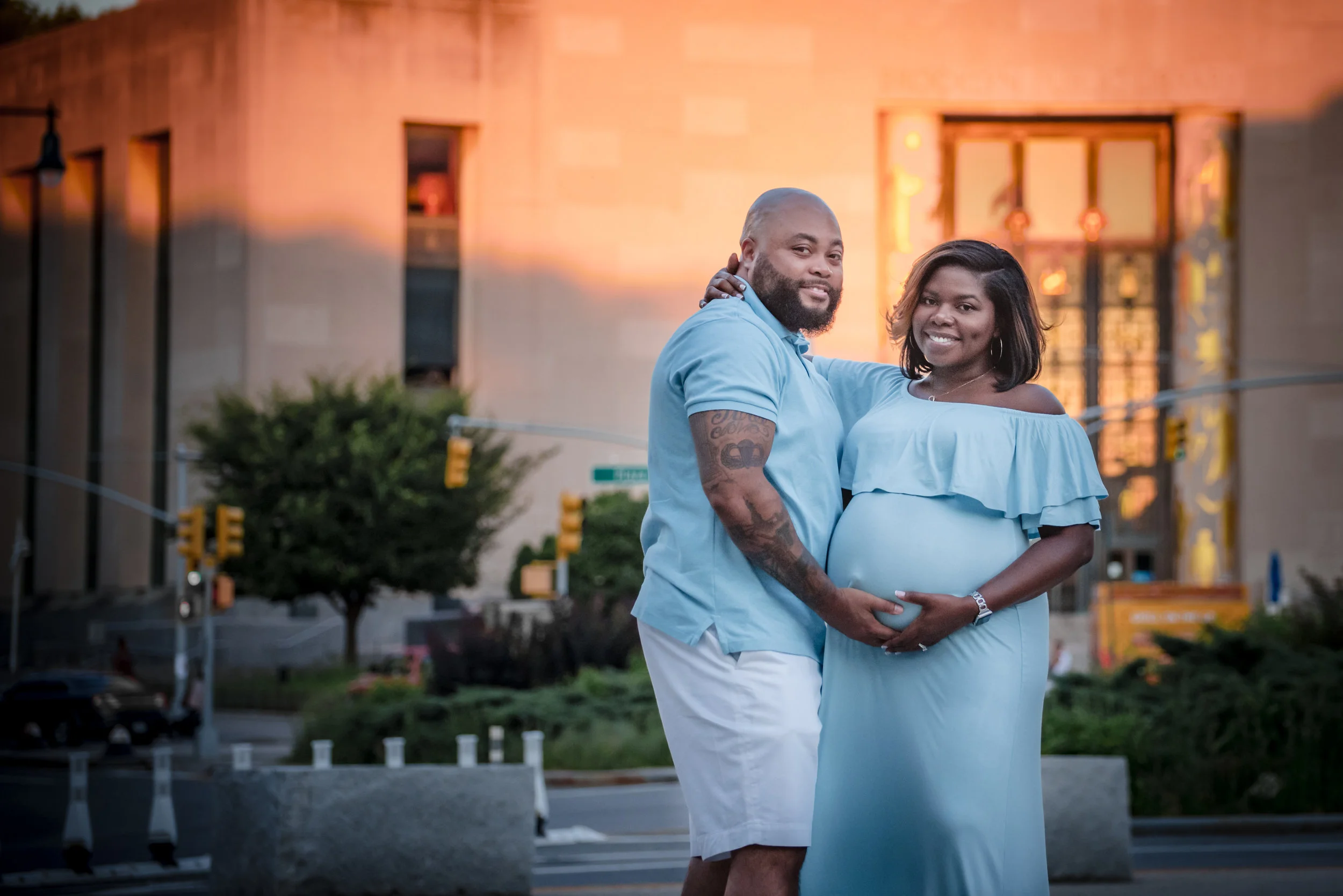 Golden Hour Maternity Photo Brooklyn Library