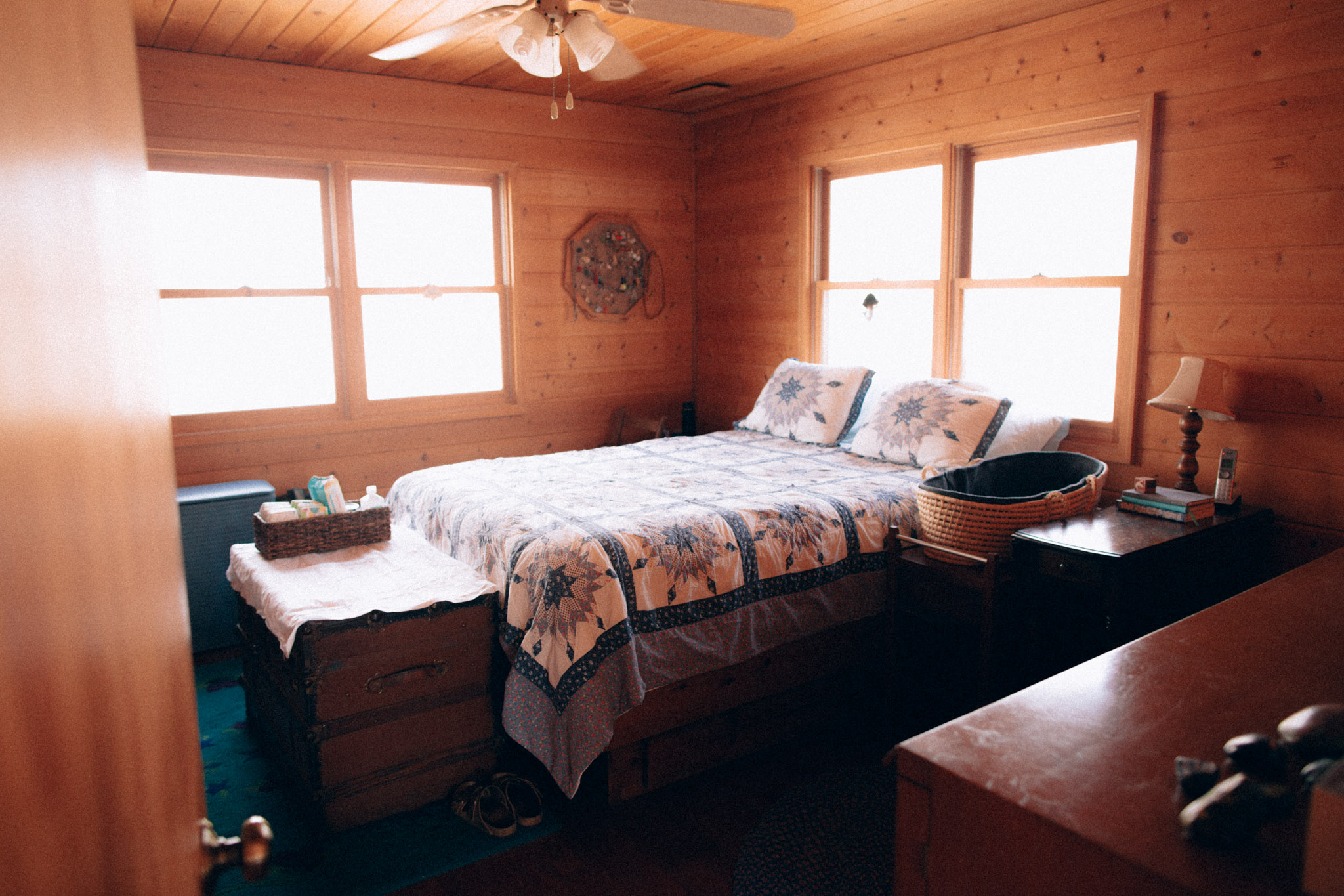 The bedroom at the birthing cabin