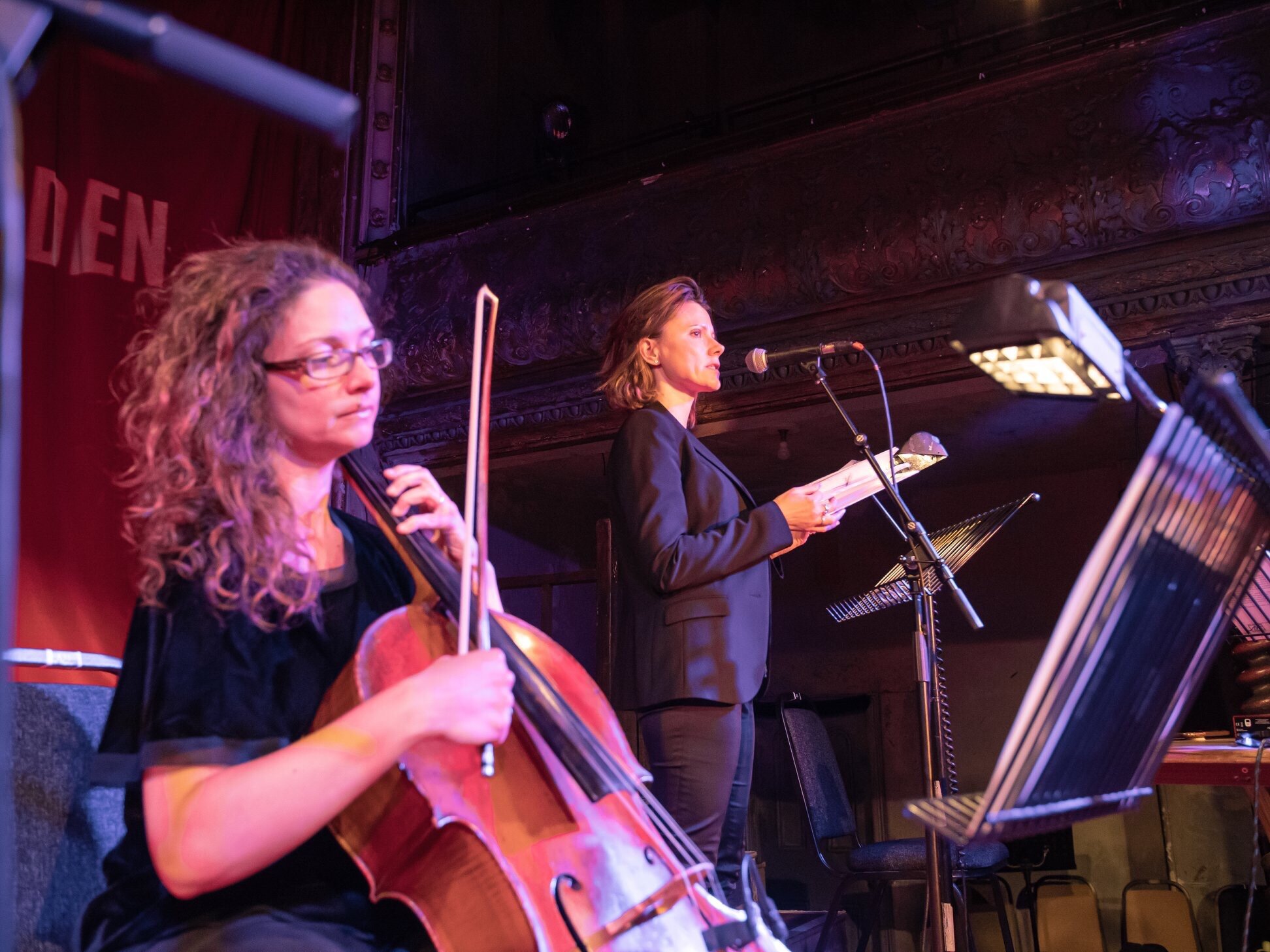 Cellist Sarah Davison and poet Gerður Kristný.