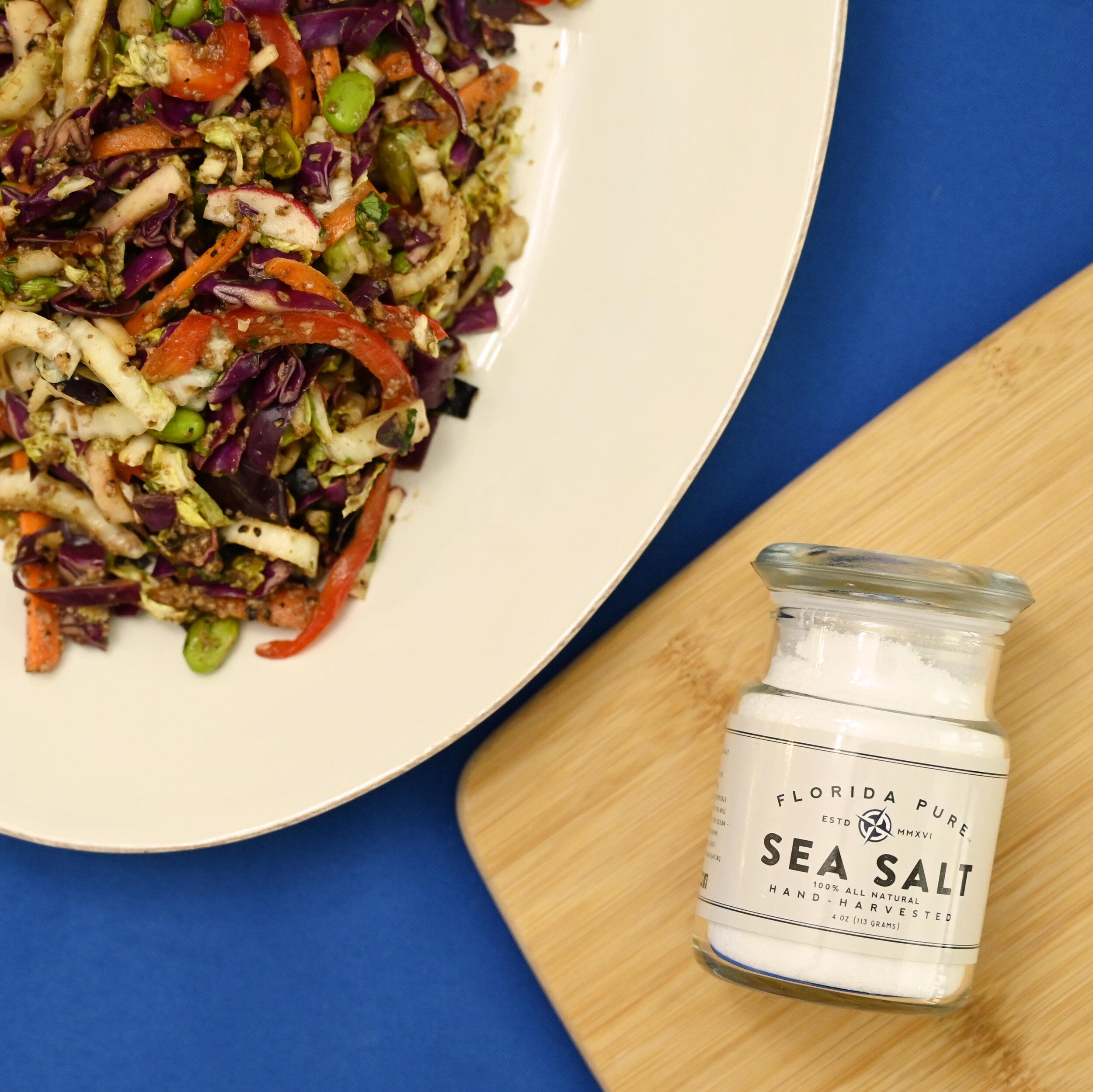 Crunchy Asian Salad with Black Garlic Vinaigrette Dressing