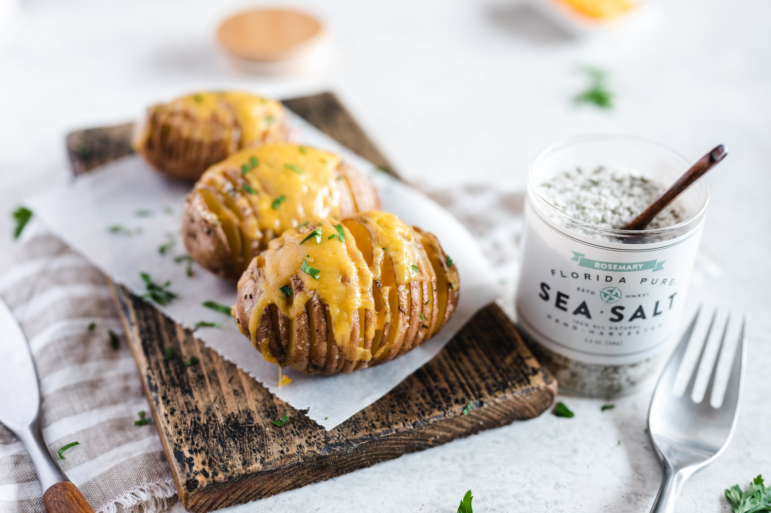 Hasselback Potatoes with Rosemary Sea Salt