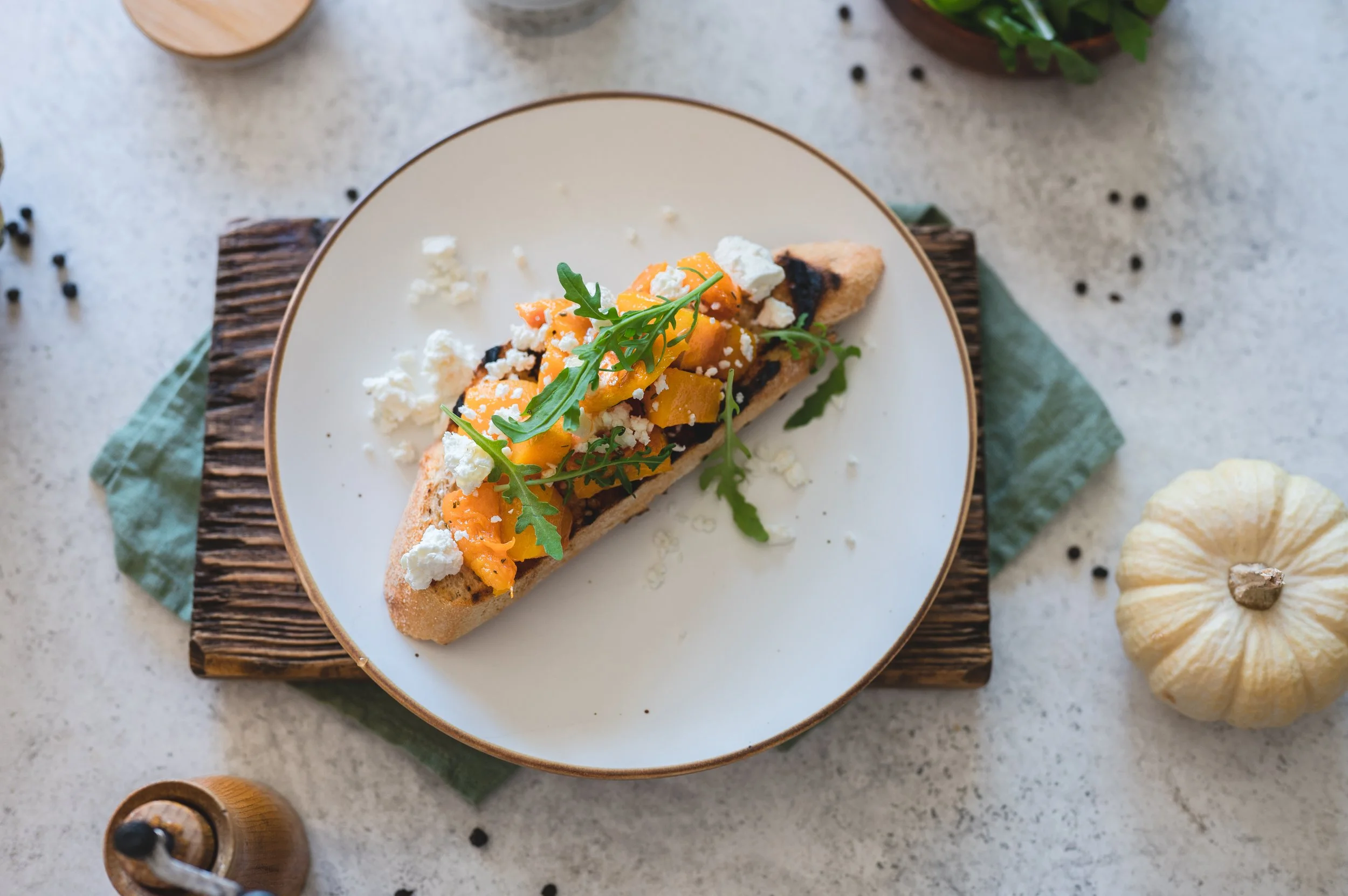 Pumpkin Bruschetta with Rosemary Infused Sea Salt