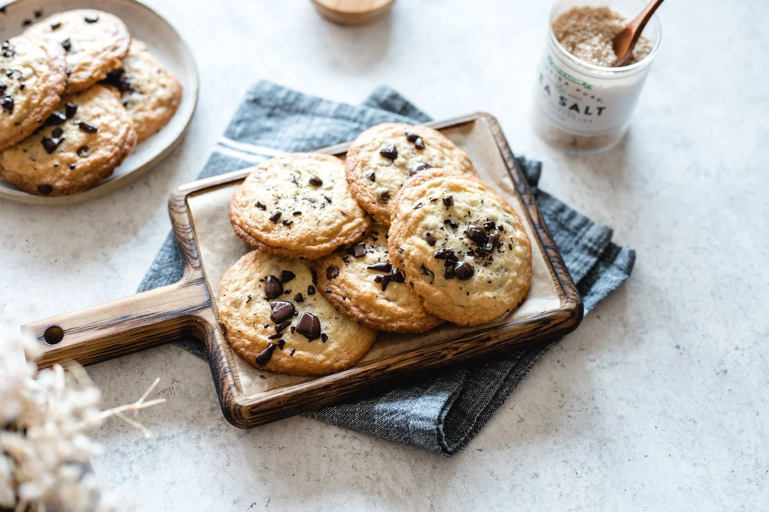 Chocolate Chip Cookies with Maple Bacon Sea Salt