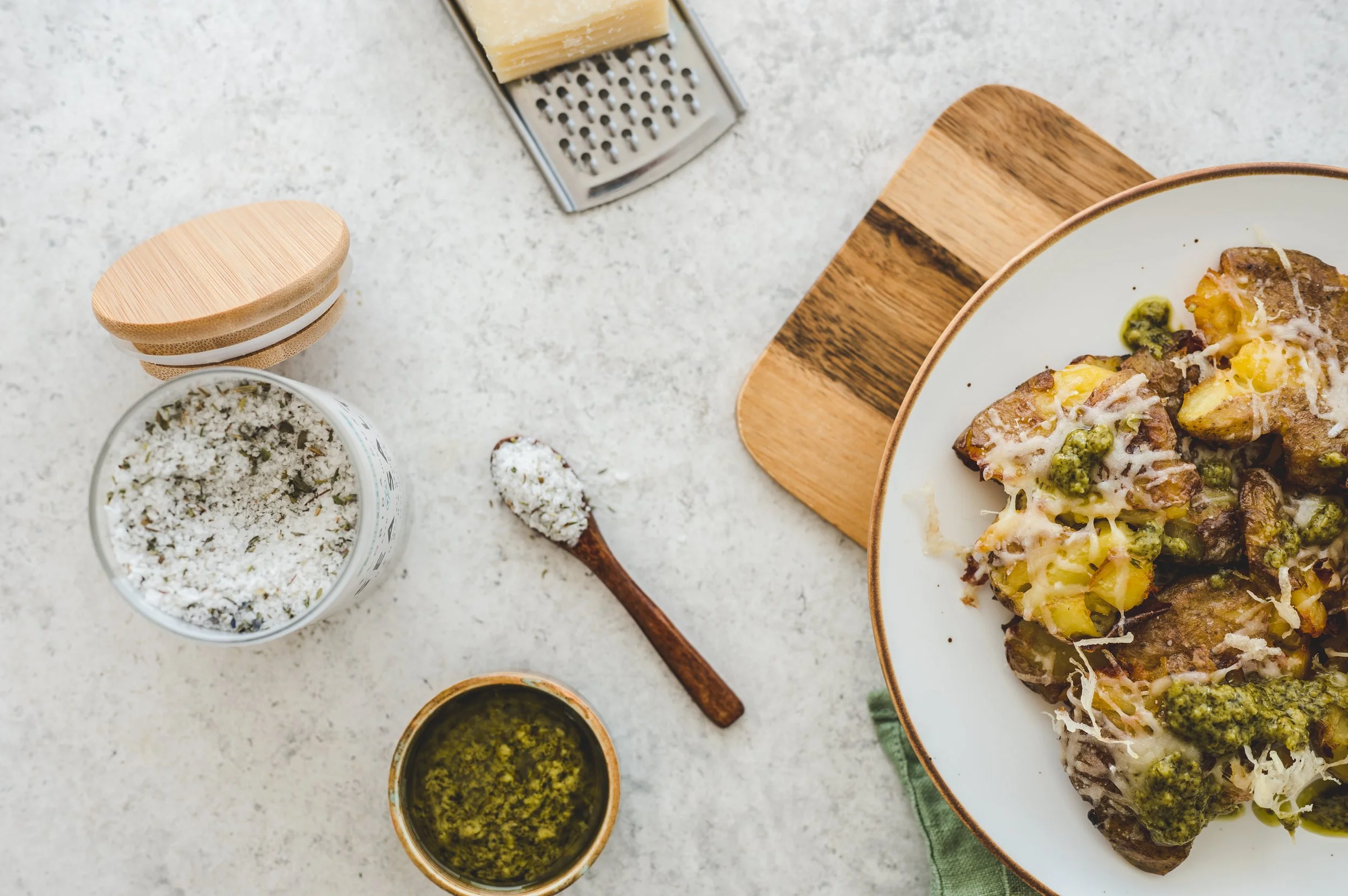 Smashed Crispy Potatoes with Herbs de Provence Sea Salt