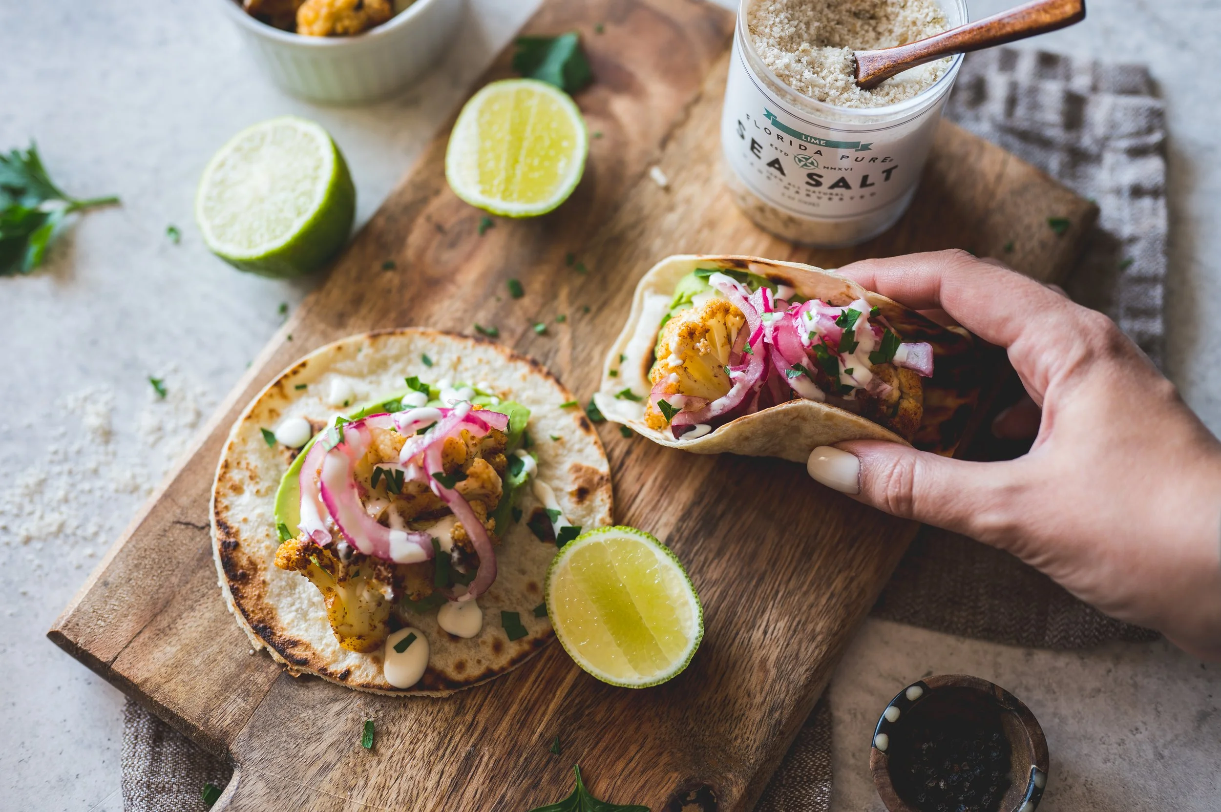 Cauliflower Tacos with Lime Sea Salt