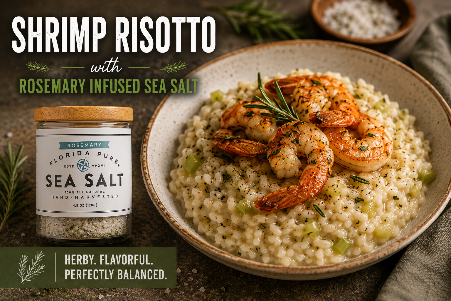Shrimp Risotto with Rosemary Infused Sea Salt