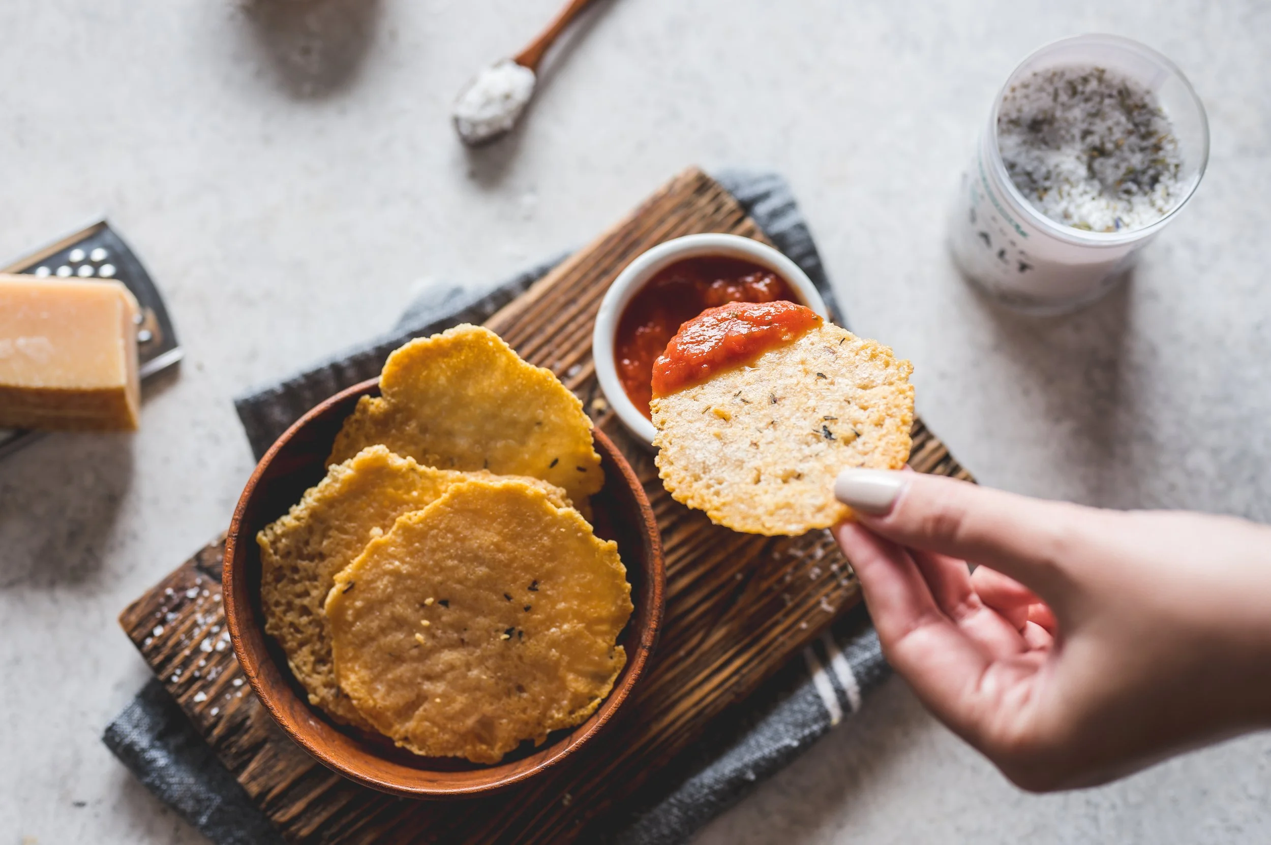 Herb-Encrusted Parmesan Crisps with Florida Pure Sea Salt