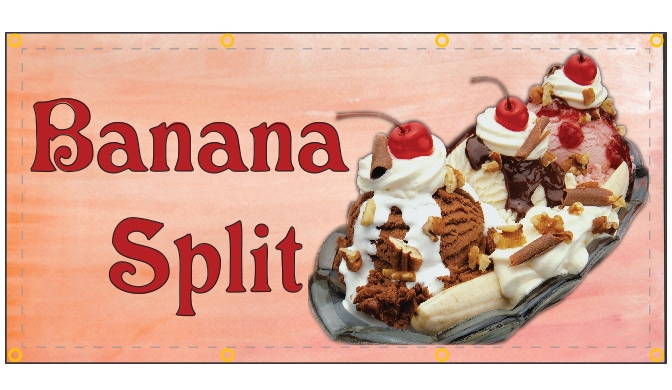 Banana Split Ice Cream Banner Concession Stand Sign  18x48 